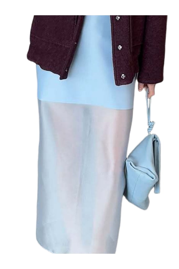 Women'S Sheer High Waist Skirt Fashion Chic Casual Office Midi Pencil Skirt Elegant See Through
