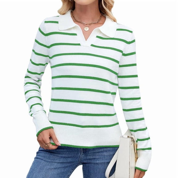 Women'S Shirts Lapel Collar V Neck Long Sleeve Blouse Dressy Casual Tunic Tops Green XL