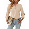 thumbnail image 1 of Women'S Shirts Loose Fit Lantern Long Sleeve Ladies Blouses Smocked Cuff Business Work Fall Tops  M, 1 of 8