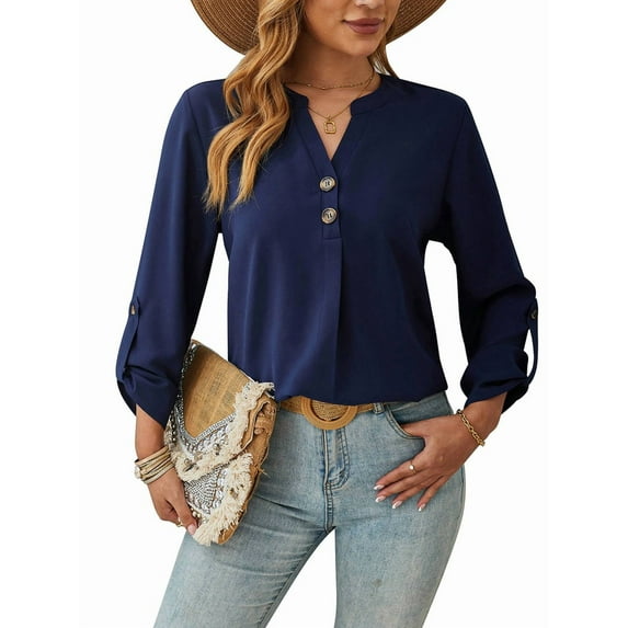 Women'S Shirts Loose Fit Lantern Long Sleeve Ladies Blouses Smocked Cuff Business Work Fall Tops Royal Blue L Royal Blue