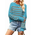 thumbnail image 1 of Women'S Short Batwing Hoodie 2025 Fall Outfits Trendy Crewneck Side Slit Fashion Pullover Tops Blue-Khaki L, 1 of 6