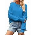 thumbnail image 1 of Women'S Short Batwing Hoodie 2025 Fall Outfits Trendy Crewneck Side Slit Fashion Pullover Tops Blue L, 1 of 4
