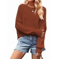 thumbnail image 1 of Women'S Short Batwing Hoodie 2025 Fall Outfits Trendy Crewneck Side Slit Fashion Pullover Tops Rust Red S, 1 of 6