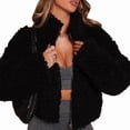 thumbnail image 1 of Women'S Short Coat Casual Jacket with Pockets Warm Winter Zip-Up Outwear Black L, 1 of 7