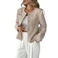 thumbnail image 1 of Women'S Short Elegant Jacket Top with Pockets Casual Fall Outfits Winter Coats Apricot Color L, 1 of 9