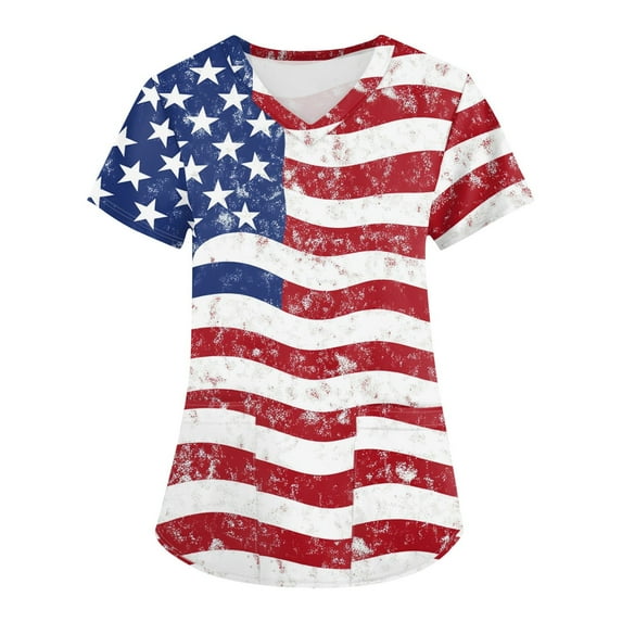 Women'S Short Sleeve Floral Print Scrubs, Polyester-Spandex Workwear Scrubs Loose Fit Scrub Shirts For Nurses Colourful Tops Printed Women Vintage Dress Dresses Summer 2025 Red