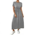 thumbnail image 1 of Women'S Short Sleeve Maxi Dresses Casual Long Dress with Pockets Grey S, 1 of 7