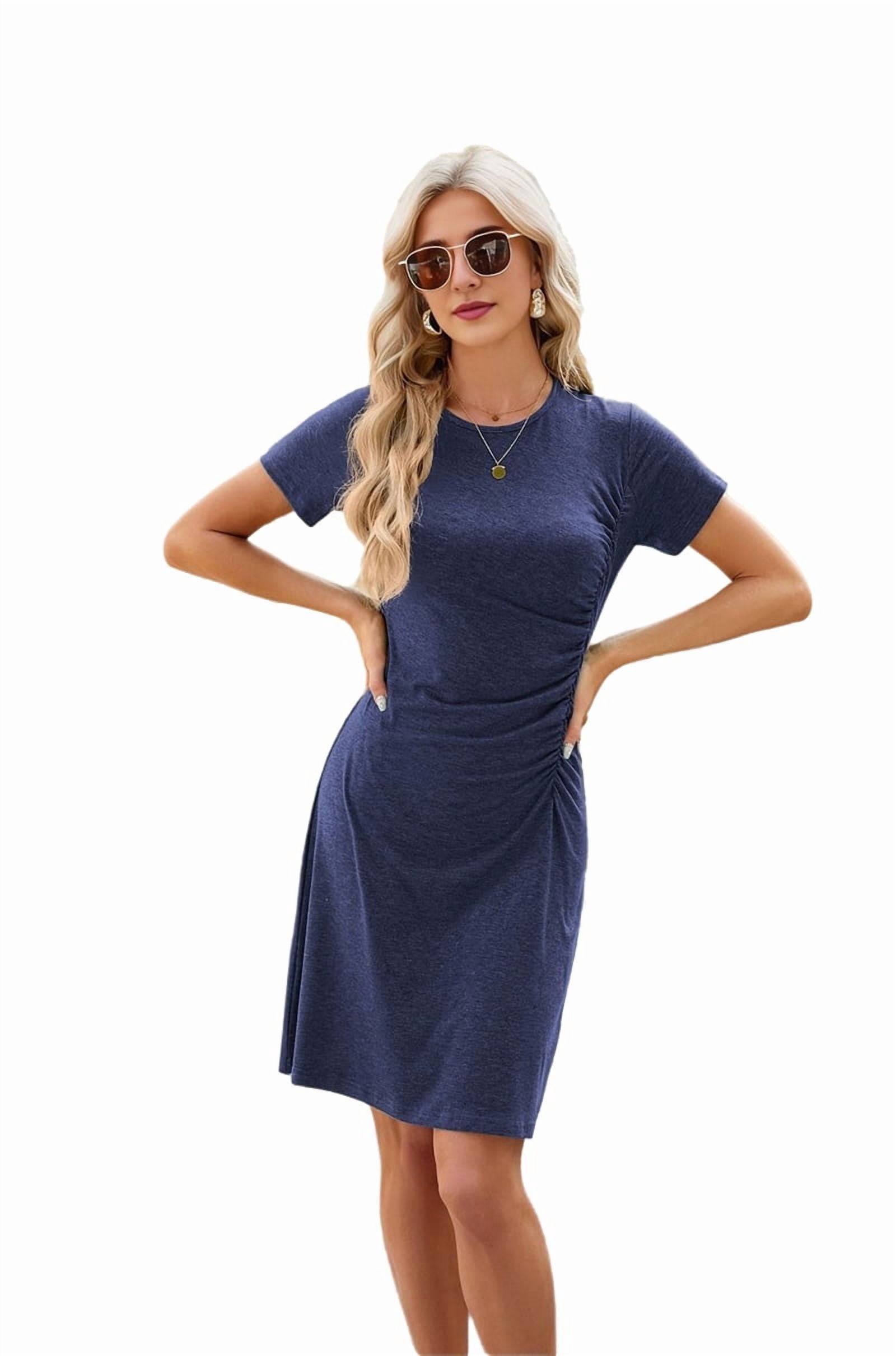 blue ruched shirt dress Bliss Ruched Shirt Dress Light Blue Geo