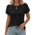 thumbnail image 1 of Women'S Short Sleeve Shirts Business Casual Blouses Dressy Work Tunic Top Sweaters Fashion Clothes Black XXL, 1 of 7