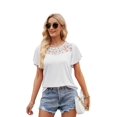 thumbnail image 1 of Women'S Short Sleeve Shirts Dressy Lace Summer Tops 2025 Spring Trendy Casual T-Shirts Cute Work Outfits Blouses White L, 1 of 8