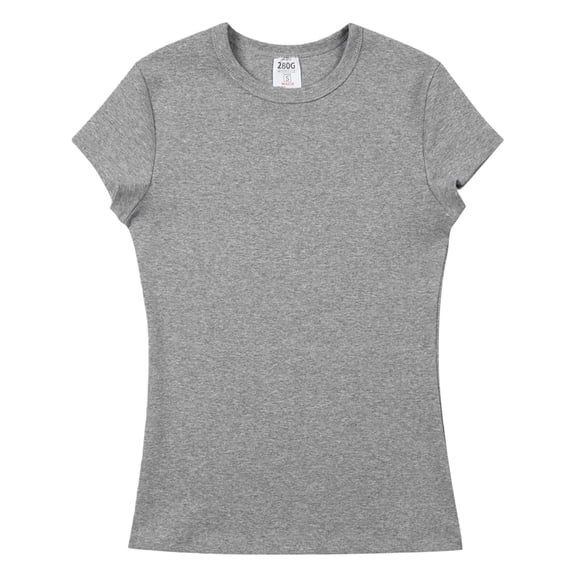 Women'S Short Sleeve Slim Fit T-Shirt Cotton Basic Top Casual Streetwear Y2K Tight Fit Gray XS