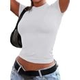 thumbnail image 1 of Women'S Short Sleeve T Shirts Summer Crop Tops Basic Slim Fit Gym Workout Y2k Clothes, 1 of 7