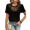 thumbnail image 1 of Women'S Short Sleeve Tunic Tank Tops Casual Lace Shirt Blouses Black M, 1 of 9
