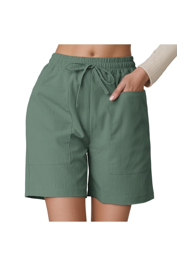 Women'S Shorts High Waist Elastic Waistband Pockets Breathable Plus Size Shorts for Women,Green,XL