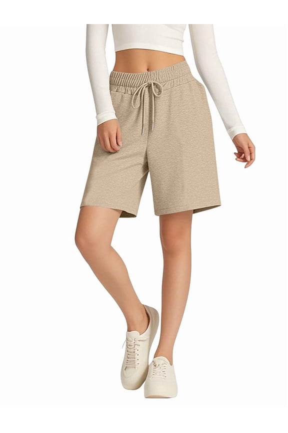 Women'S Shorts Loose with Pockets Knee Length for Yoga Casual Walking Exercise Shorts Khaki XL