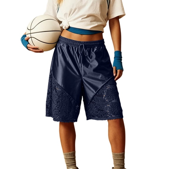 Women'S Shorts Tiered Lace Breathable Active Womens Clothing,Blue,XL