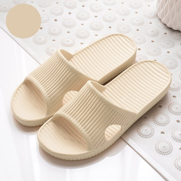 Women'S Shower Slippers Solid Color Bathroom Slipper Sandals,Eva Anti- Slipper Homewear Casual Beige CN: 260/40