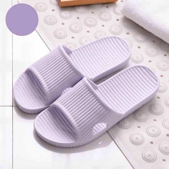 Women'S Shower Slippers Solid Color Bathroom Slipper Sandals,Eva Anti- Slipper Homewear Casual Light Purple CN: 260/40