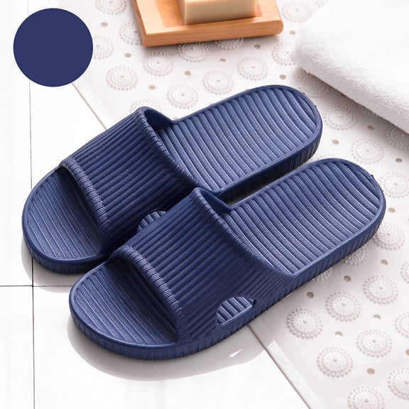 Women'S Shower Slippers Solid Color Bathroom Slipper Sandals,Eva Anti- Slipper Homewear Casual Navy CN: 270/42