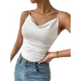 thumbnail image 1 of Women'S Silk Satin Camisole Cowl Neck Tank Top Silky Basic Tank Shirt White L, 1 of 9