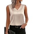 thumbnail image 1 of Women'S Silk Satin Tank Tops V Neck Casual Camisoles Sleeveless Business Work Blouses Dressy Summer Shirts S, 1 of 8