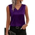 thumbnail image 1 of Women'S Silk Satin Tank Tops V Neck Casual Camisoles Sleeveless Business Work Blouses Dressy Summer Shirts XXL, 1 of 8