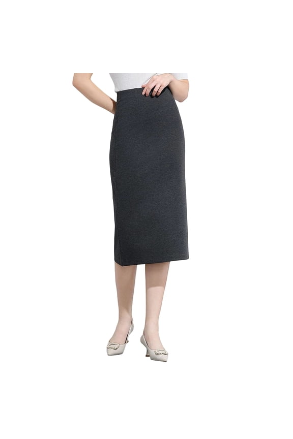 Women'S Skirt Pencil Skirt Mid Length Slim Fit Stretchy Work Skirt High Waist Bodycon Elegant Formal Business Attire Grey 3XL