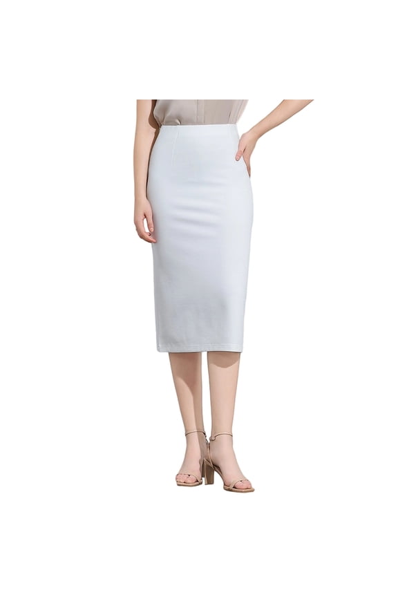 Women'S Skirt Pencil Skirt Mid Length Slim Fit Stretchy Work Skirt High Waist Bodycon Elegant Formal Business Attire White 3XL