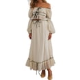 thumbnail image 1 of Women'S Skirt Sets 2 Piece Outfits Contrast Trim Ruffle Hem Tops and Maxi Skirt Set XL, 1 of 9