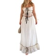 thumbnail image 1 of Women'S Skirt Sets 2 Piece Outfits Contrast Trim Ruffle Hem Tops and Maxi Skirt Vacation Set Color M, 1 of 9