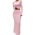 thumbnail image 1 of Women'S Skirt Sets 2 Piece Outfits Striped Skirt and Top Set 2 Piece Sets for Women Fall Outfits Pink L, 1 of 9