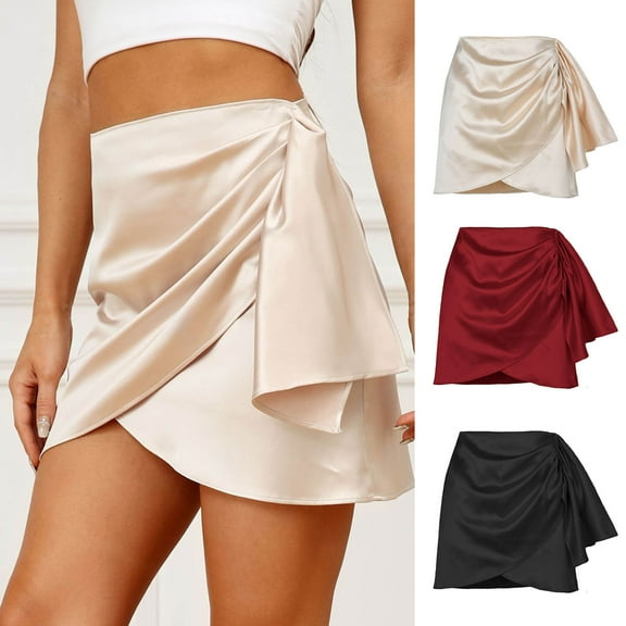 Women'S Skirts Fashion Cover Up Solid High Waist Slim Zipper Short Beige Summer Running Workout Skort M