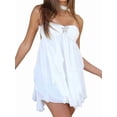 thumbnail image 1 of Women'S Sleeveless Backless Printed Tiered Ruffle Bodycon Club Party Mini Dress White S, 1 of 8