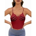 thumbnail image 1 of Women'S Sleeveless Camisole Top Halloween Skull Hand Print Short Camisole Top Red XXL, 1 of 6