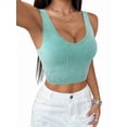 thumbnail image 1 of Women'S Sleeveless Crop Tops Ribbed Square Neck Cropped Tank Top Green XL, 1 of 7