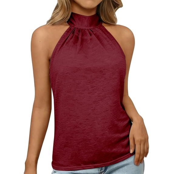 Women'S Sleeveless Halter Top,Halter Solid Color Elegant Business Work Sleeveless Top Undershirt Shirts Summer Casual Breathable Sleeveless