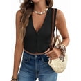 thumbnail image 1 of Women'S Sleeveless Knit Sweater Vest Top Dressy Trendy Business Casual Button Up Work Blazer Vests Waistcoat Black S, 1 of 9