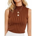 thumbnail image 1 of Women'S Sleeveless Mock Turtlenecks Tops Stretch Slim Fitted Tank Top Basic Bustier Tee Brown L, 1 of 9