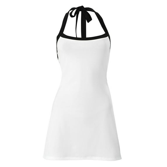 Women'S Sleeveless Ribbed Mini Dresses Spaghetti Strap Knit Casual Bodycon Slim Fit Dress Black & White Contrast S