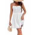 thumbnail image 1 of Women'S Sleeveless Ruched Bust Eyelet Embroidery Flared -Dresses White L, 1 of 8
