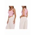 thumbnail image 1 of Women'S Sleeveless Square Neck Tank Top Double Layer Basic Crop Tops Summer Workout Casual Tops Pink S, 1 of 7