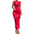 thumbnail image 1 of Women'S Sleeveless Summer Wedding Guest Dress Bodycon Floral Mesh Ruched Cocktail Maxi Dresses Rose Red M, 1 of 9