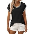 thumbnail image 1 of Women'S Sleeveless Sweater Casual V Neck Cap Sleeve Knit Pullover Tank Tops Black S, 1 of 9