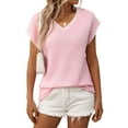 thumbnail image 1 of Women'S Sleeveless Sweater Casual V Neck Cap Sleeve Knit Pullover Tank Tops Pink M, 1 of 9