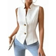 thumbnail image 1 of Women'S Sleeveless Sweater Vest Top Fahion Knit Casual Work Office Slim Fully Lined Trendy White L, 1 of 8