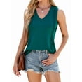 thumbnail image 1 of Women'S Sleeveless Tops Summer V Neck Loose Tank Tops, Vest Style T Shirts for Women Dark Green L, 1 of 7