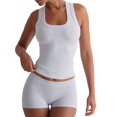 thumbnail image 1 of Women'S Slim Fit Sports Shorts Set Sleeveless Top and Shorts White Flowers&Gray XL, 1 of 5