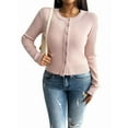 thumbnail image 1 of Women'S Slim Fitted Round Neck Cardigan Sweater Button Down Basic Knit Outerwear  M, 1 of 7