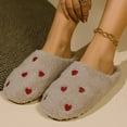 thumbnail image 1 of Women'S Slipper Heart Love Dots Indoor Outdoor House Slipper Fuzzy Fluffy House Shoes Valentine'S Day Gift Cute Flat Slides Khaki US: 8, 1 of 9