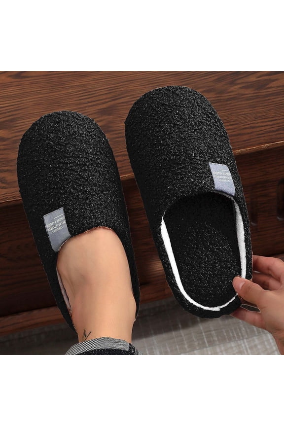 Women'S Slipper Solid Color Indoor Outdoor House Slipper Fuzzy Fluffy House Shoes Slip On Comfort Footwear Cute Flat Slides Black US: 10.5